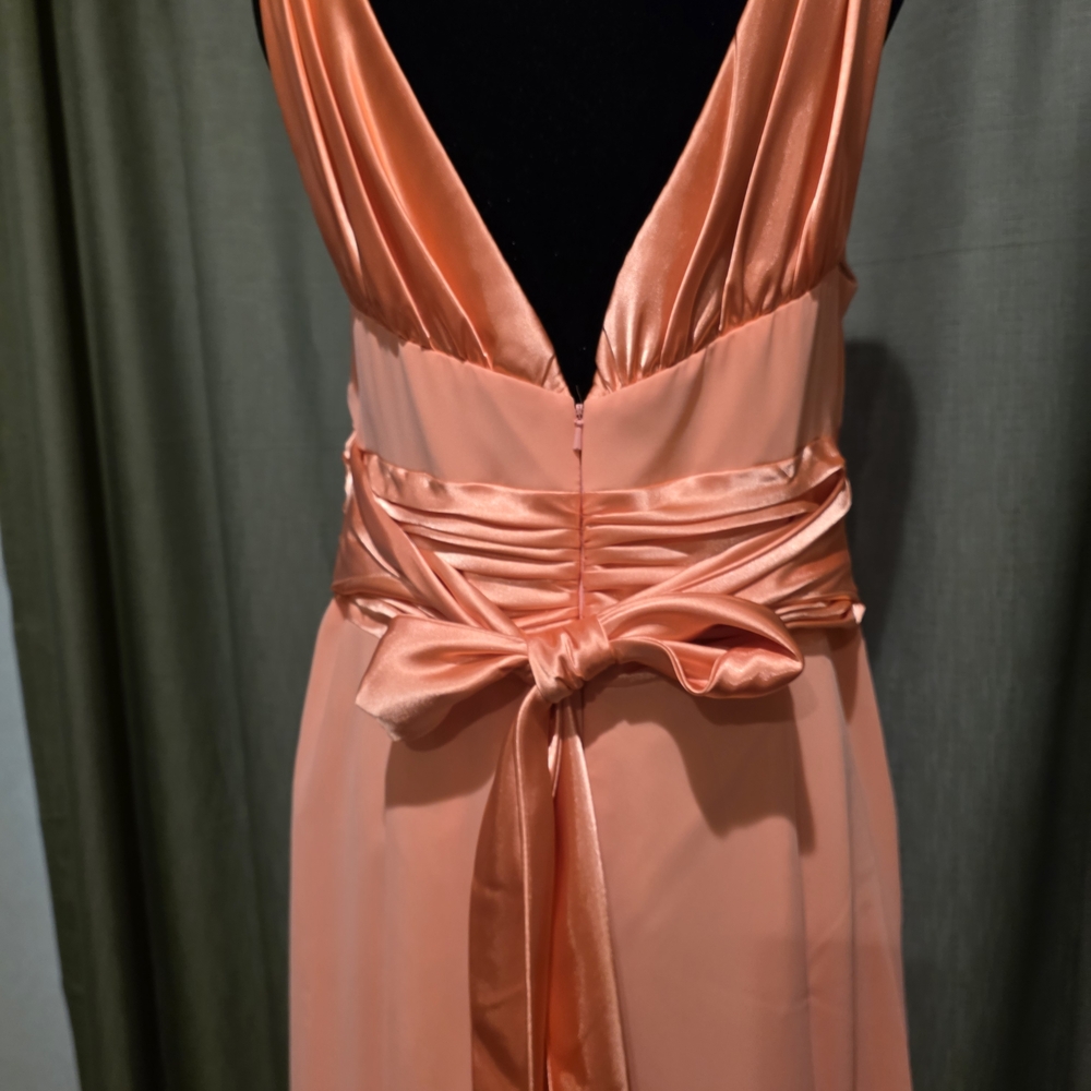 David's Bridal Coral Satin-Waist Maxi Dress - Picture 4 of 5